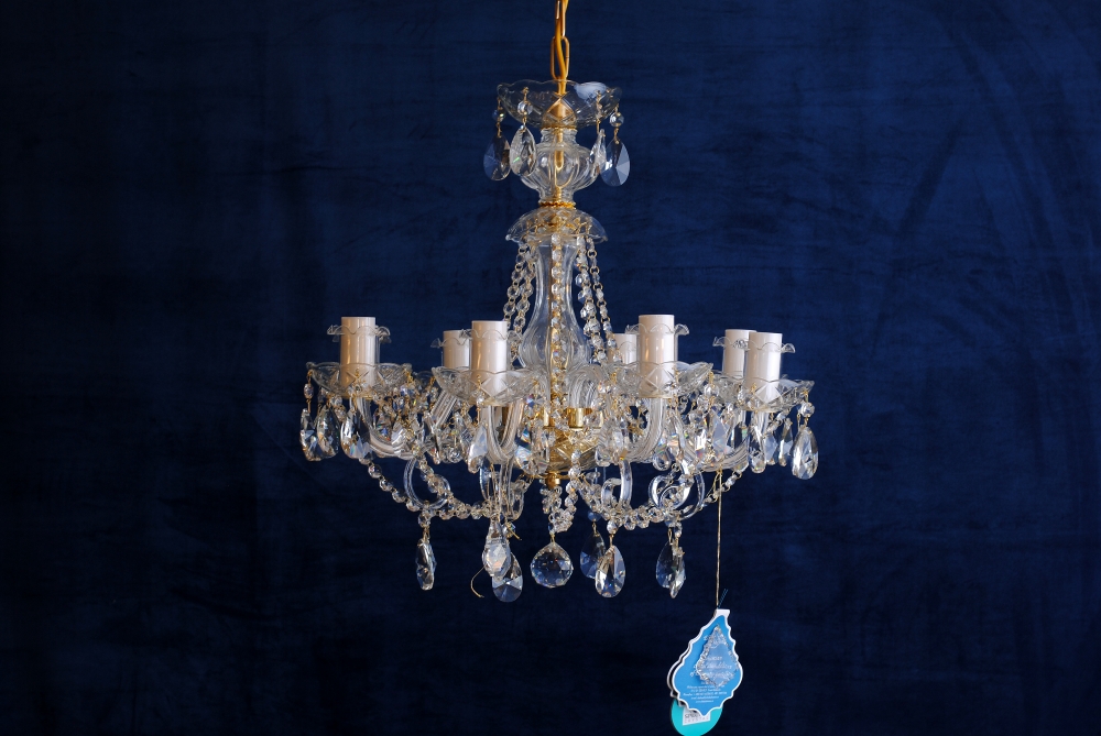Чешская хрустальная подвесная люстра с подвесками Swarovski . 8 ламп. L115\8\02